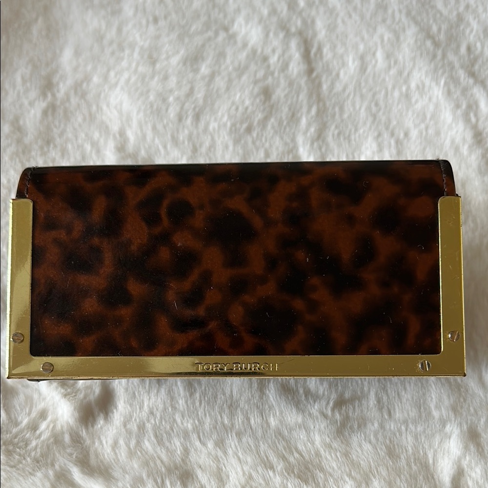 Tory Burch Tortoise and Gold Sunglass Case